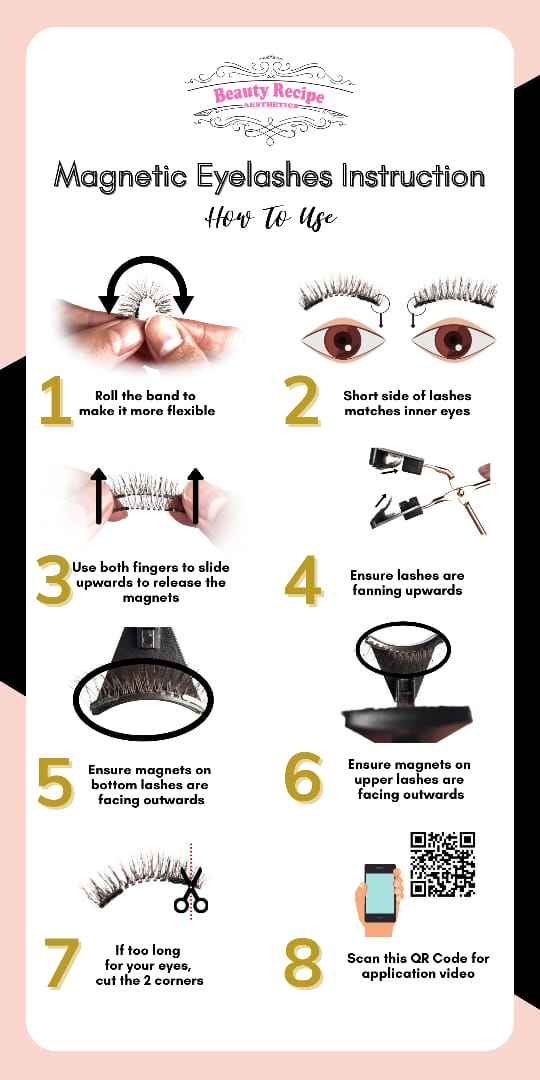 How to Put on Magnetic lashes diagram